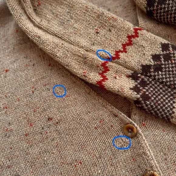 Vintage Sweater & Vest Set Tan Tone Brown Orange Green Checkered Wool Knit 2pc. - Picture 8 of 8